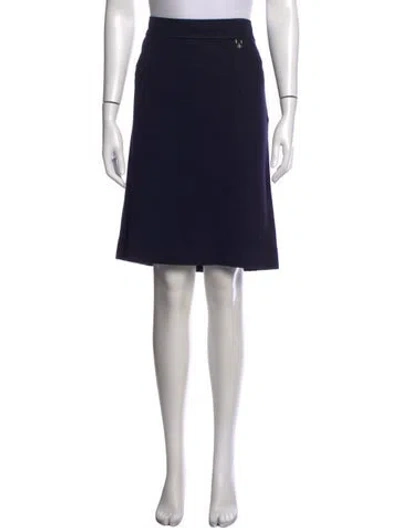 Pre-owned Tory Burch Pleated Accents Midi Length Skirt In Blue