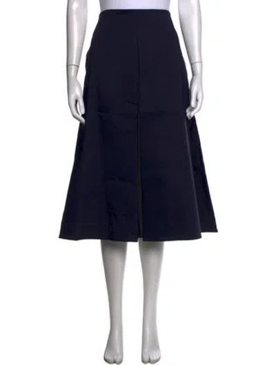 Pre-owned Tory Burch Pleated Accents Midi Length Skirt In Blue