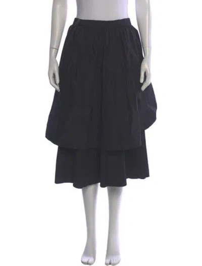 Pre-owned Tory Burch Pleated Accents Midi Length Skirt In Gray