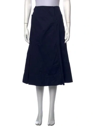Pre-owned Tory Burch Pleated Accents Midi Length Skirt W/ Tags In Blue