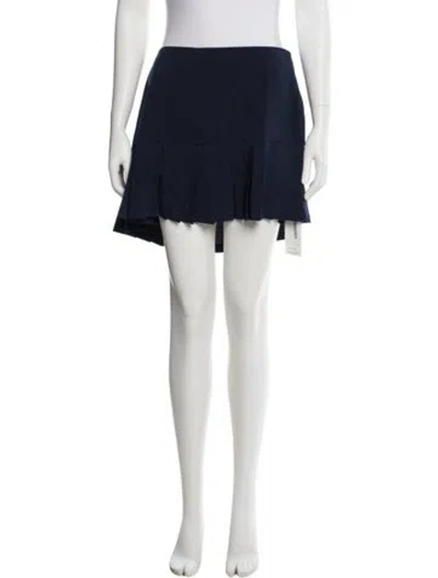 Pre-owned Tory Burch Pleated Accents Mini Skirt In Blue