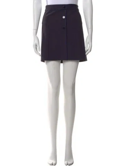 Pre-owned Tory Burch Pleated Accents Mini Skirt In Blue