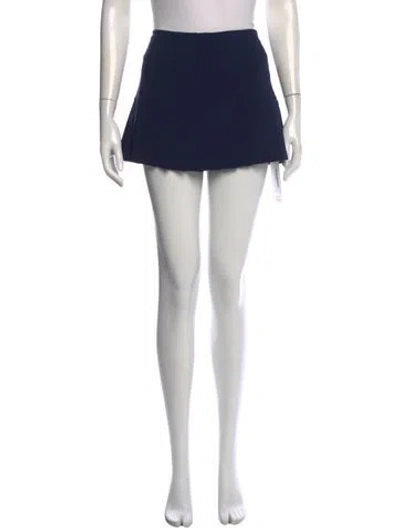 Pre-owned Tory Burch Pleated Accents Mini Skirt In Blue