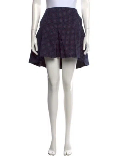 Pre-owned Tory Burch Pleated Accents Mini Skirt In Blue