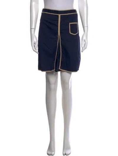 Pre-owned Tory Burch Pleated Accents Mini Skirt In Blue