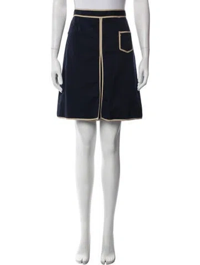 Pre-owned Tory Burch Pleated Accents Mini Skirt In Blue