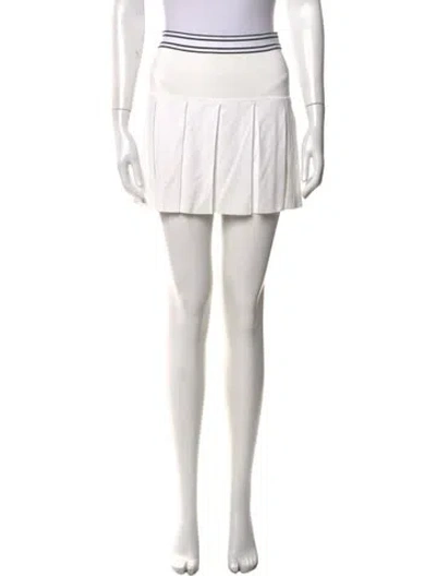 Pre-owned Tory Burch Pleated Accents Mini Skirt In Neutral