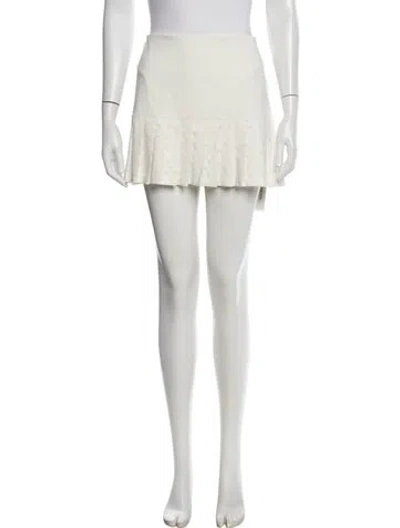 Pre-owned Tory Burch Pleated Accents Mini Skirt In Neutrals