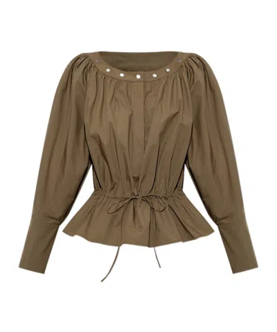 Tory Burch Pleated Blouse In Brown