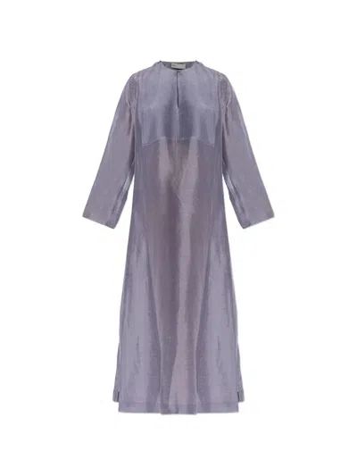 Tory Burch Pleated Button Dress In Purple