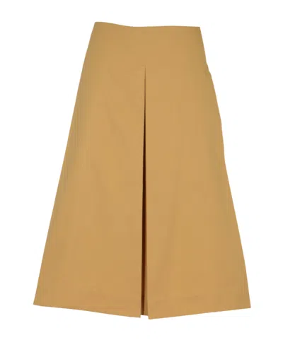 Tory Burch Pleated A-line Midi Skirt In Neutral