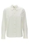 Tory Burch Collared Neck Long Sleeves Pleated Cuffs Shirt In White