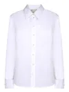 Tory Burch Collared Neck Long Sleeves Pleated Cuffs Shirt In White