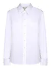 Tory Burch Collared Neck Long Sleeves Pleated Cuffs Shirt In White