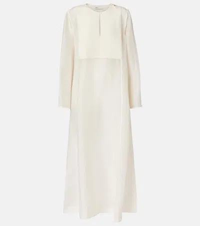 Tory Burch Pleated Linen And Silk Kaftan In White