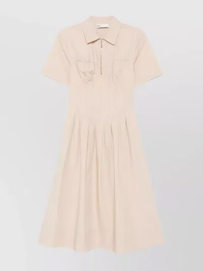 Tory Burch Pleated Midi Dress Pockets In Grey