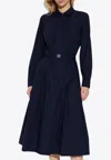 Tory Burch Pleated Midi Shirt Dress In Blue