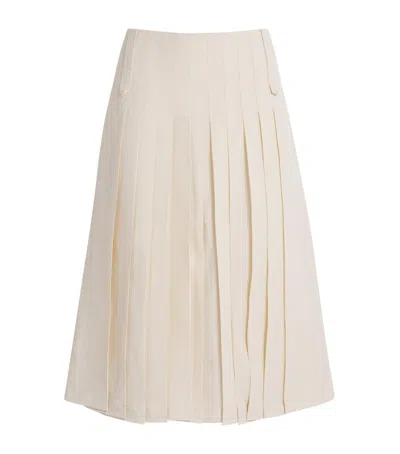 Tory Burch Pleated Midi Skirt In Neutral