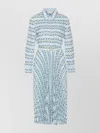 Tory Burch Pleated Regular Collar Belted Waist Dress