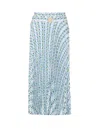 Tory Burch Pleated Viscose Skirt In Blue