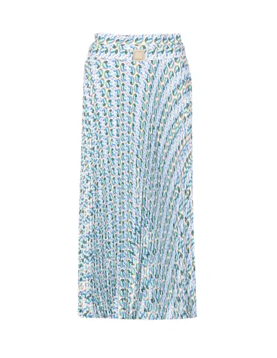 Tory Burch Pleated Viscose Skirt In Blue