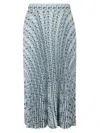 Tory Burch Pleated Skirt With Unique Pattern In Blue