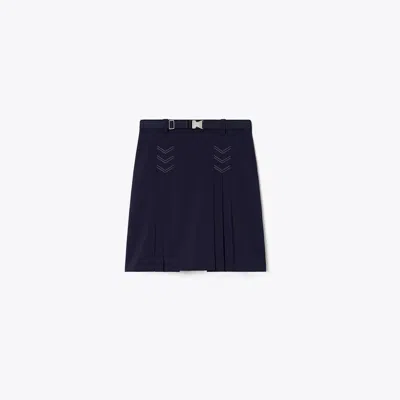 Tory Burch Pleated Stretch Golf Skirt In Blue