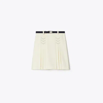 Tory Burch Pleated Stretch Golf Skirt In White