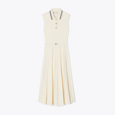 Tory Burch Pleated Viscose Dress In Neutral