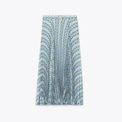Tory Burch Pleated Viscose Skirt In Blue