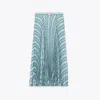 Tory Burch Pleated Viscose Skirt In Blue Glass Swan Allover