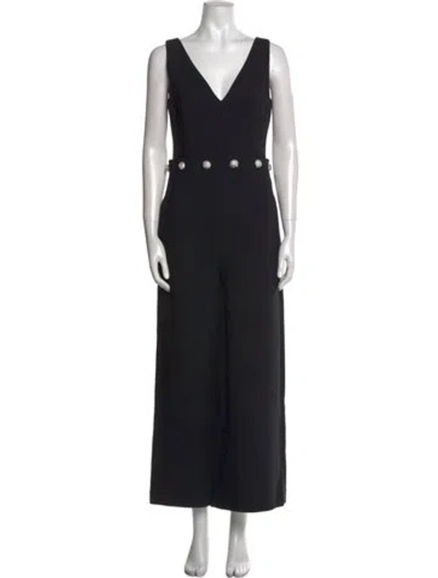 Pre-owned Tory Burch Plunge Neckline Jumpsuit In Black