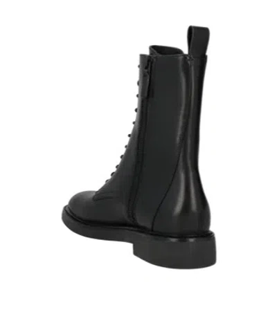Tory Burch Plus-size Lace-up Leather Boots In Black