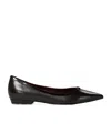 Tory Burch Double T Buckle Pointed-toe Flat In Black