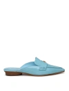 Tory Burch Light Blue Shiny Leather Pointed Sabots In Light Blue