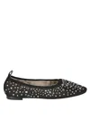 Tory Burch Black Ballet Flats With All-over Crystals Application In Tech Fabric Woman