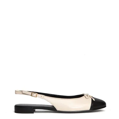 Tory Burch Cap-toe Leather Slingback Ballerina Flats In White
