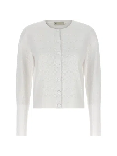Tory Burch Pointelle Viscose Cardigan Sweaters And Cardigans White In Multi