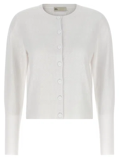 Tory Burch Pointelle Viscose Cardigan Sweaters And Cardigans White In Multi
