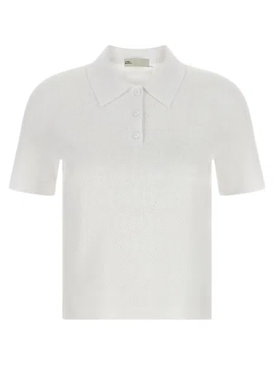 Tory Burch Pointelle Viscose Polo Shirt In White