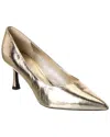 Tory Burch Pointy-toe Leather Pump In Gold