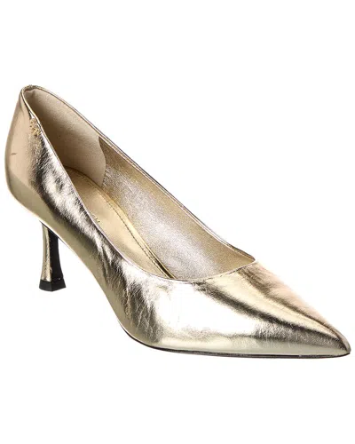 Tory Burch Pointy-toe Leather Pump In Gold