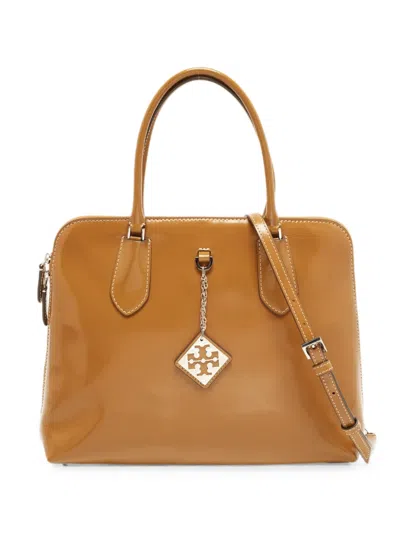 Pre-owned Tory Burch Polish Swing Tote Bag In Brown