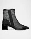 Tory Burch Polka-dot Mesh Cap-toe Ankle Boots In Nero  Perfect Black