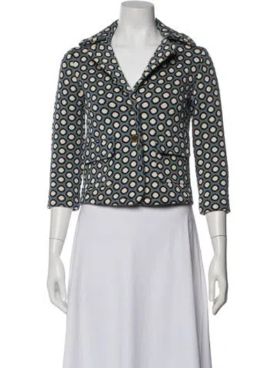 Pre-owned Tory Burch Polka Dot Print Blazer In Blue