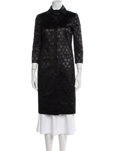 Pre-owned Tory Burch Polka Dot Print Coat In Black