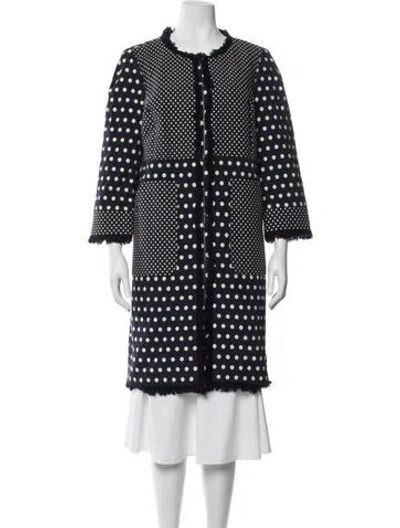 Pre-owned Tory Burch Polka Dot Print Coat In Blue