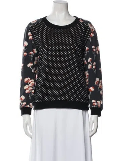 Pre-owned Tory Burch Polka Dot Print Crew Neck Sweatshirt In Black