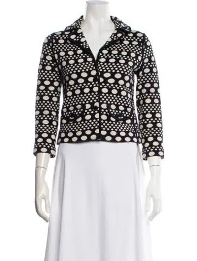 Pre-owned Tory Burch Polka Dot Print Jacket In Black