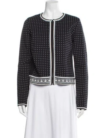 Pre-owned Tory Burch Polka Dot Print Jacket In Blue